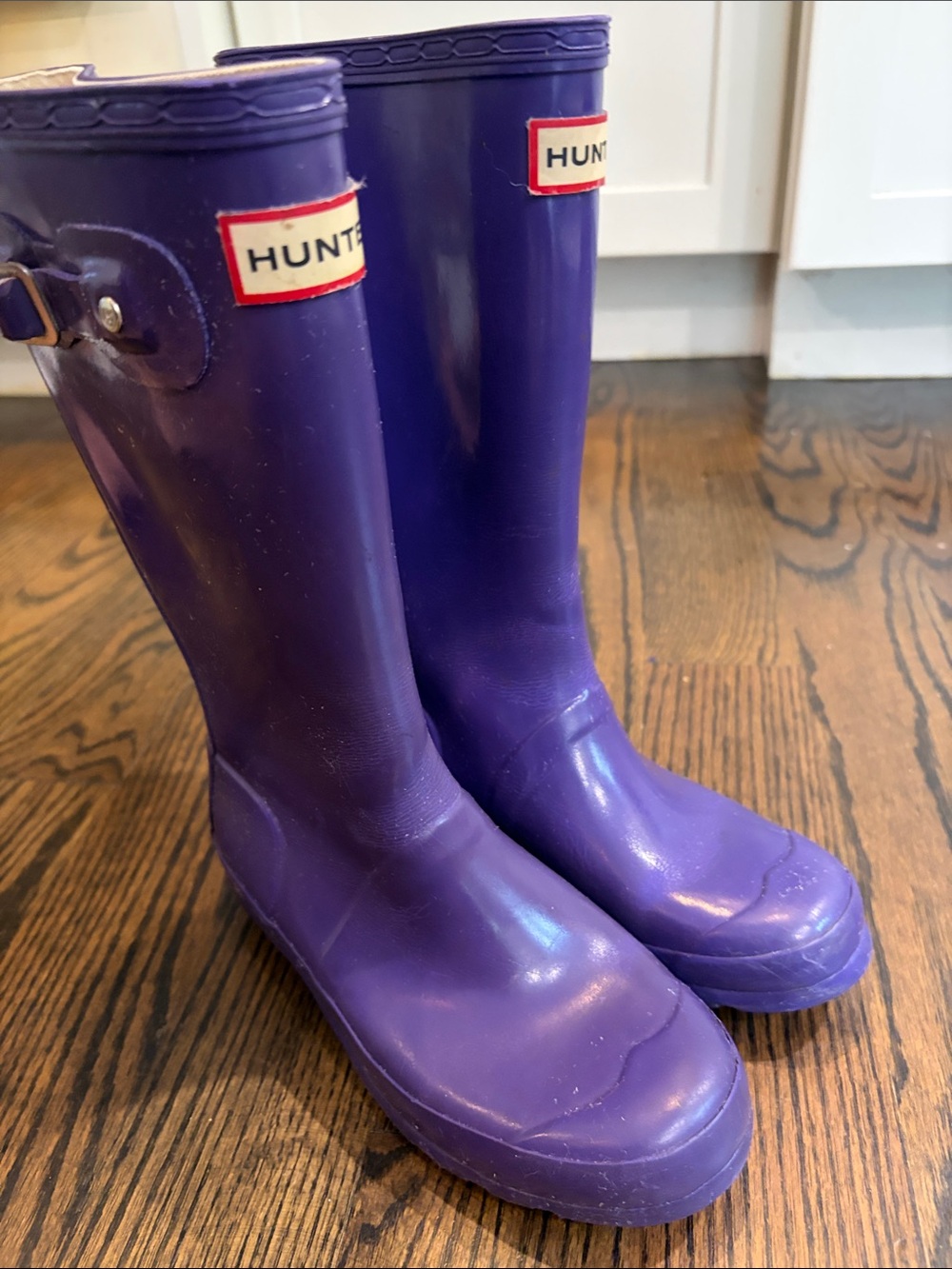 Hunter Kids Waterproof Purple Rain Boots with Buckle